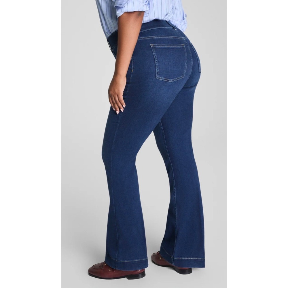 SpanxShape Every Wear Flare Jeans S Petite Dark Wash Pull On Stretch Classic
